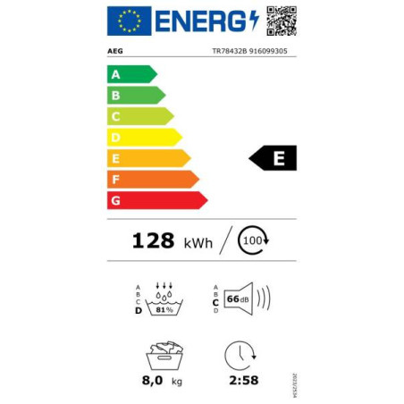AEG TR78432B Warmtepompdroogkast 8 kg SensiDry PreciseDry EasyClean