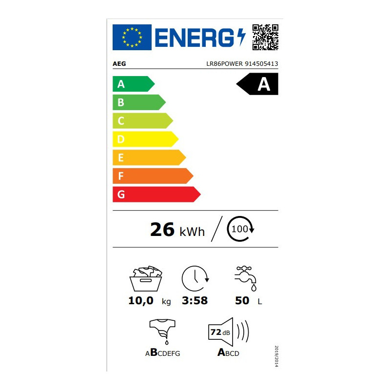 AEG LR86POWER Wasmachine 10 kg 1600 tpm PowerCare UniversalDose