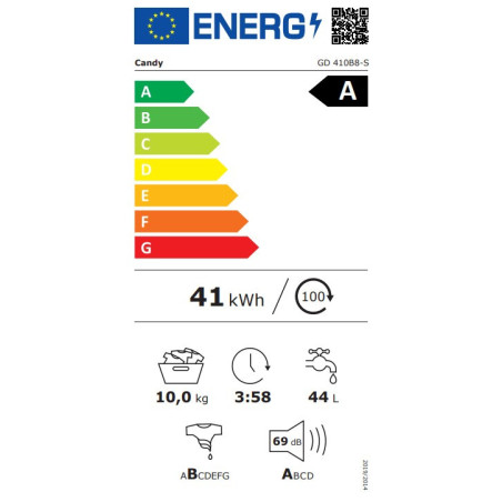 CANDY GD 410B8-S Lave-linge 10 kg 1400 tr/min ProWash 300 AI Silent Motion Soft Drum