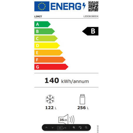 LIMIT LIDDB380DX Koel-vriescombinatie 378 liter Energieklasse B Super Cool Super Freeze