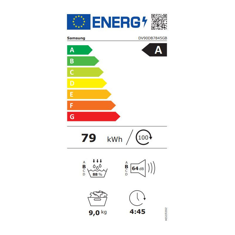 SAMSUNG DV90DB7845GBU3 Warmtepompdroogkast 9 kg AI Dry+ QuickDrive SmartThings