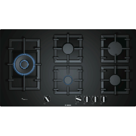 Bosch Serie 6 PPS9A6B90 plaque Noir Intégré 90 cm Gaz 5 zone(s)