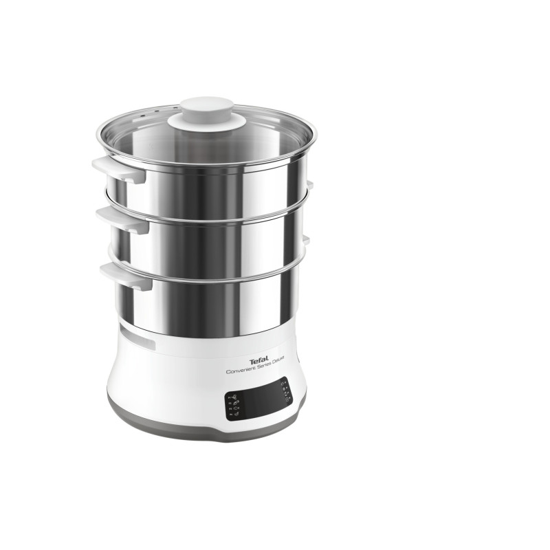 Tefal Convenient Series Deluxe VC502D cuiseur vapeur 3 Nombre de paniers Comptoir 900 W Acier inoxydable, Blanc