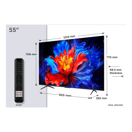 TCL P8K 55P8K TV 139,7 cm (55") 4K Ultra HD Smart TV Wifi Métallique 350 cd/m²
