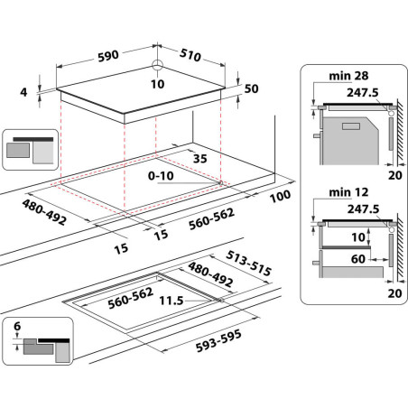 Whirlpool WS Q4860 NE Zwart Ingebouwd 60 cm Inductiekookplaat zones 4 zone(s)