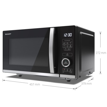 Sharp YC-QS204AE-B micro-onde Noir, Acier inoxydable Micro-onde simple Comptoir 20 L 800 W